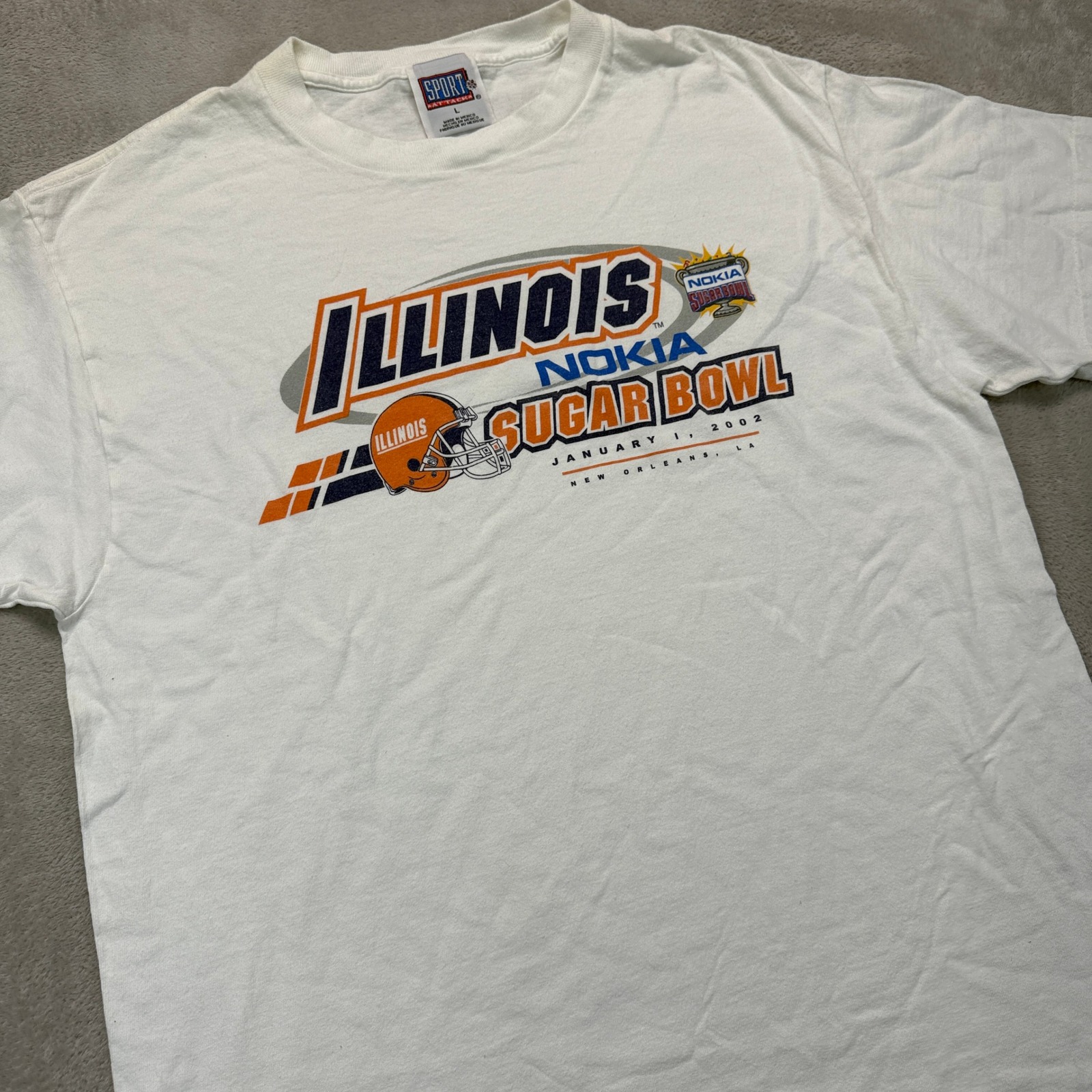Vtg Illinois Fighting Illini Shirt Mens Large 2002 Nokia Sugar Bowl College Ncaa
